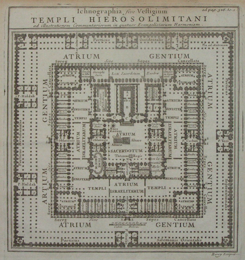 Print - Ichnographia Sive Vestigium Templi Hioerosolimitani ad illustrationem Commentariorum in quatuor Evangelistarum Harmoniam - 